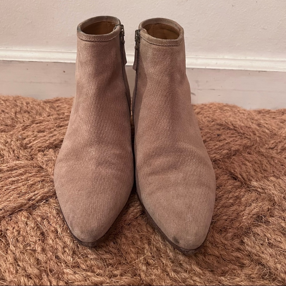 Aquatalia Tan Suede Heeled Ankle Boots